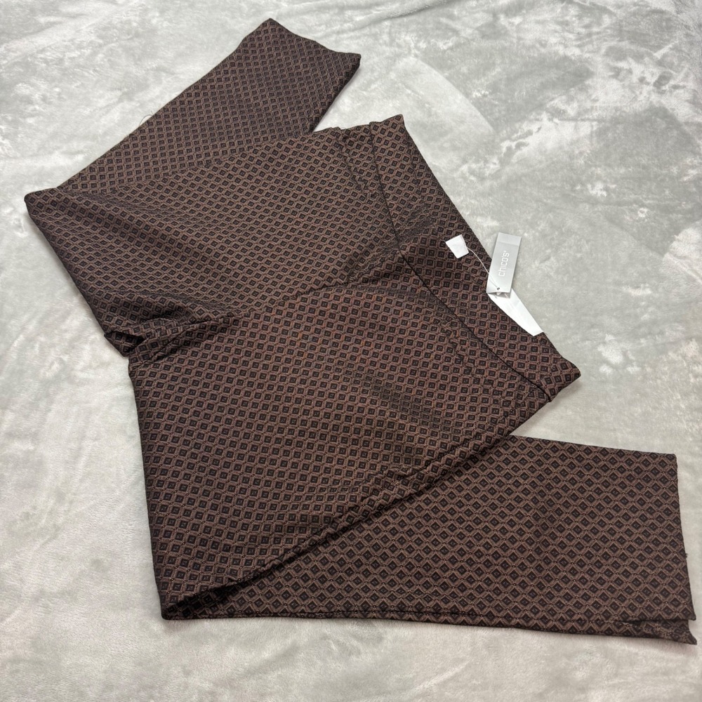 Chico's So Slimming‎ 360 Brigitte Wine Geo Slim Ankle Pants 2.5R (US 14R)